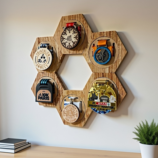 Support de médaille mural en bois