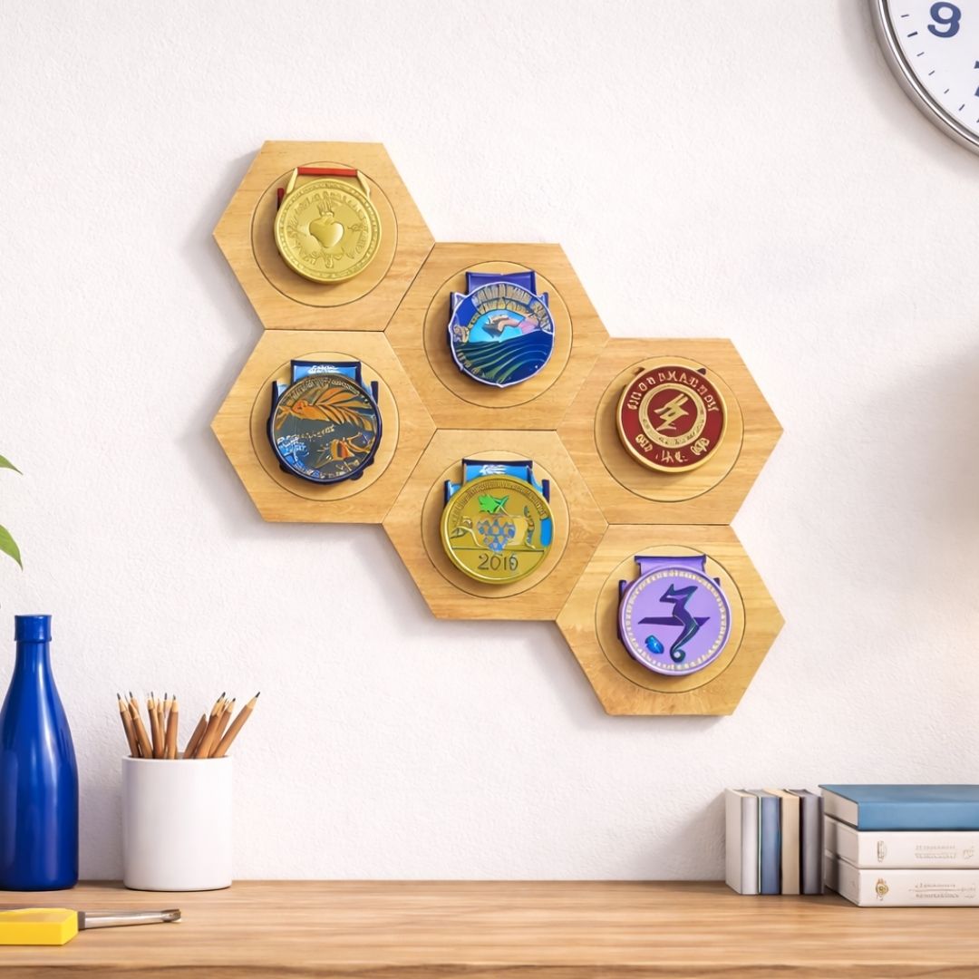 Support de médaille mural en bois